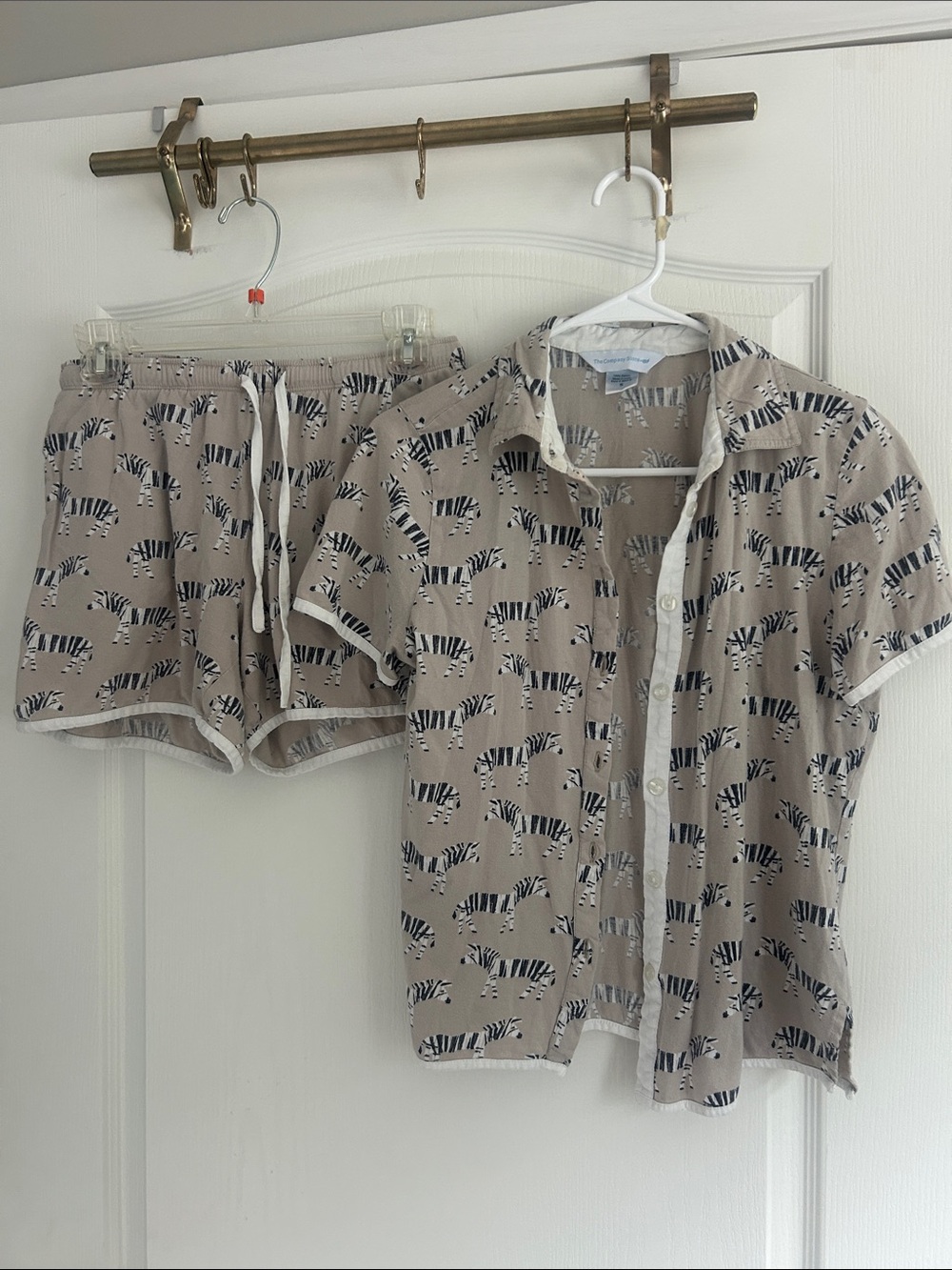 The Company Store Beige Zebra-Print Short Pajama Set small